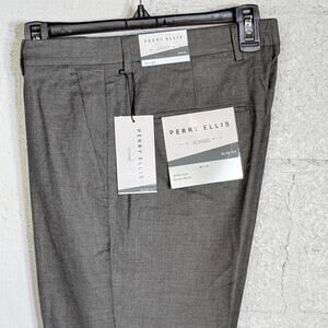 Perry Ellis Portfolio Men's SlimFit NonIron Stretch Dress Pants Alloy 31x30 $95